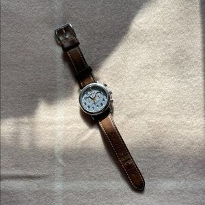 Shinola Brown Leather Strap Watch with Silver Dial